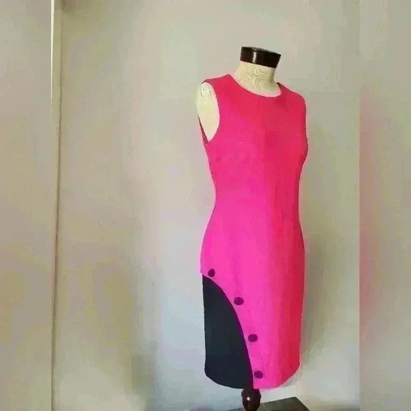 Joseph Ribkoff New with  tags hot pink and black midi dress size 8 - Picture 2 of 16